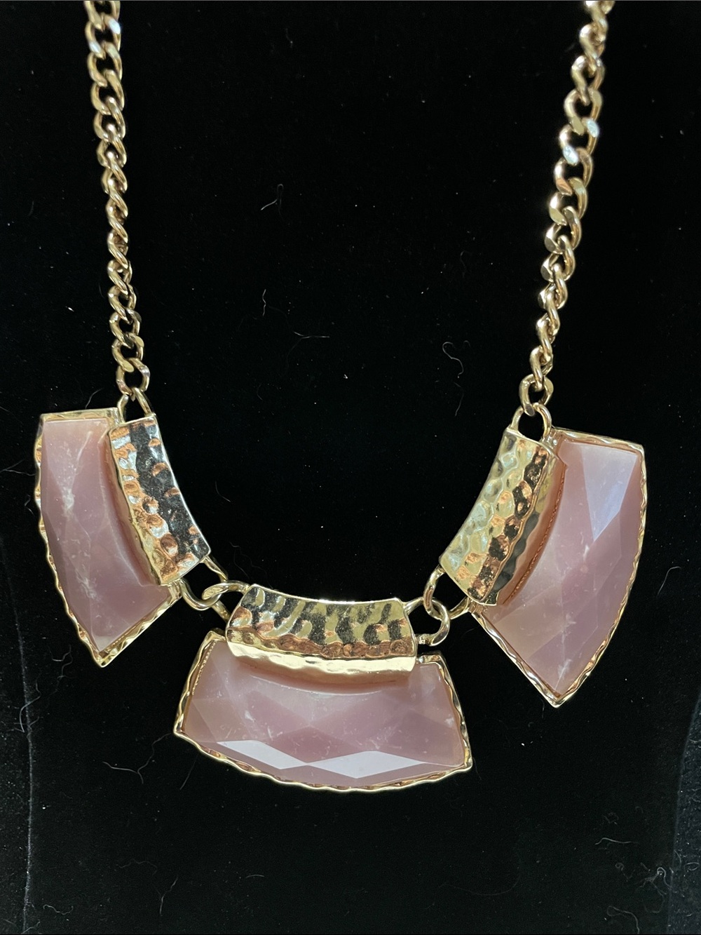 Gold-Tone Pink Stone Statement Necklace. M’s
